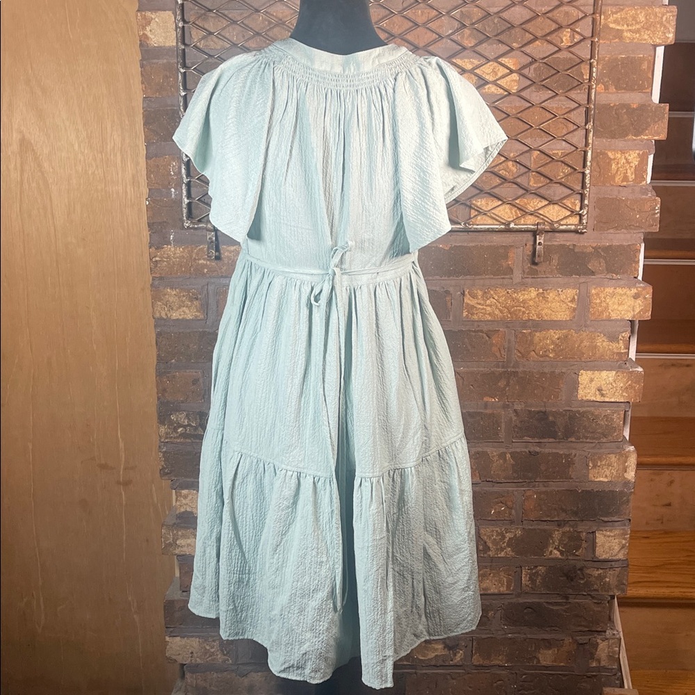 Calvin Klein Light Blue Tiered V-Neck Women's Dress 2 - Picture 3 of 6